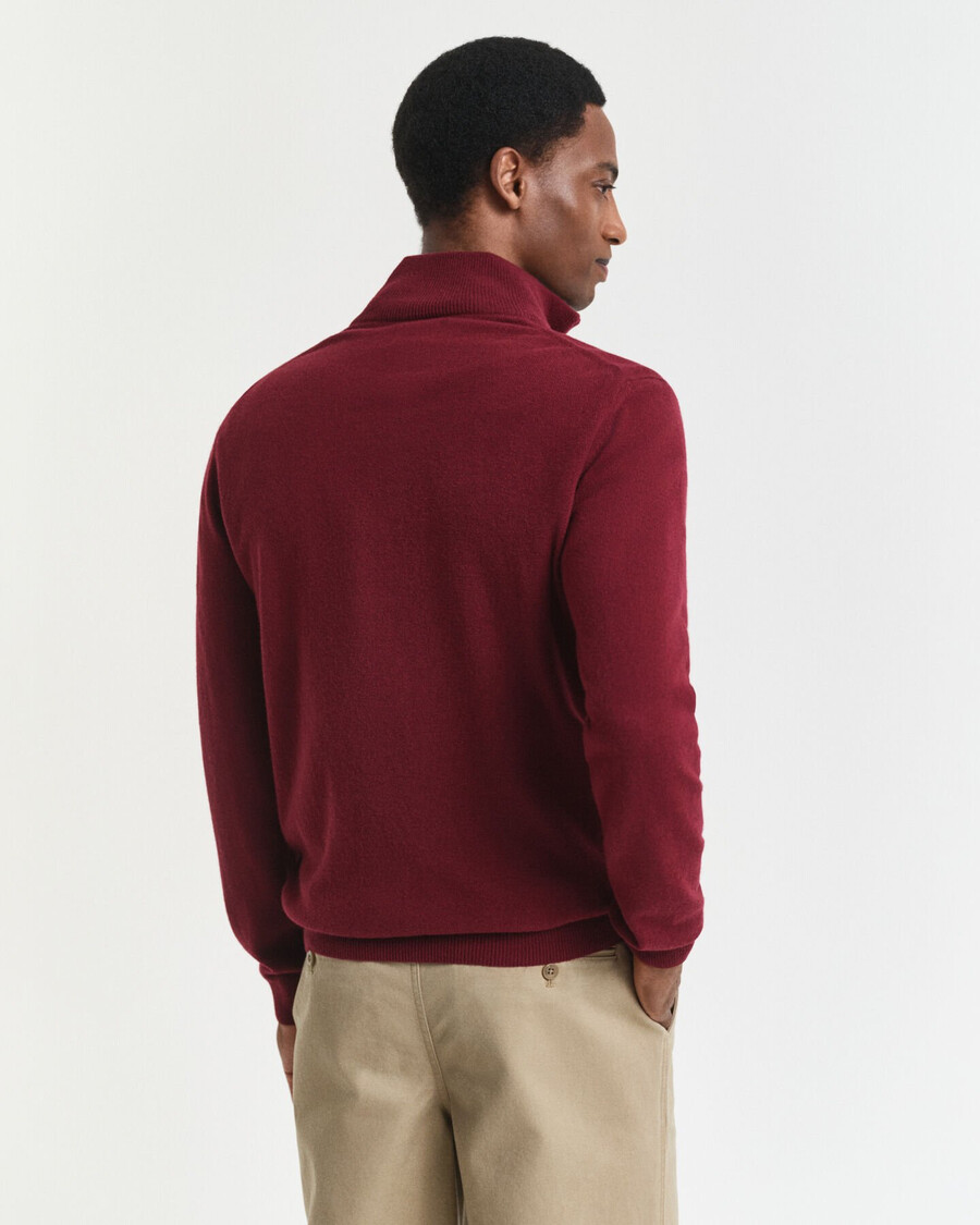 superfine lambswool halfzip sweater - plumped red