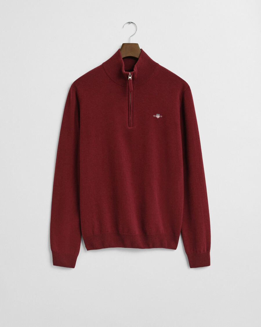 superfine lambswool halfzip sweater - plumped red