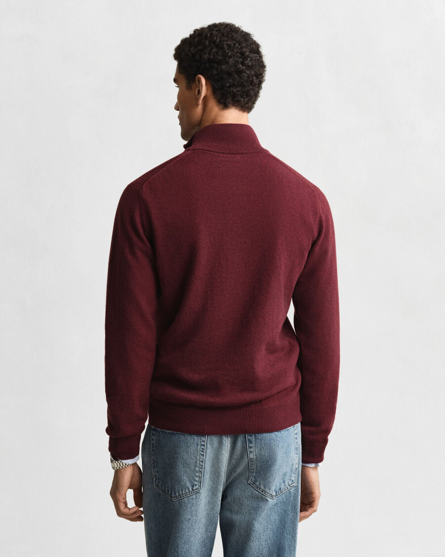 superfine lambswool halfzip sweater - bordeaux melange