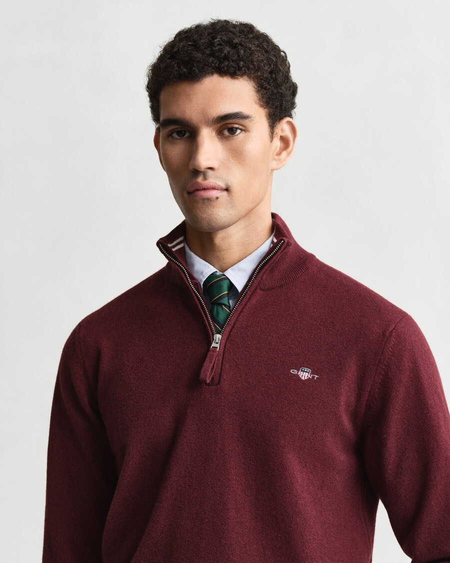superfine lambswool halfzip sweater - bordeaux melange