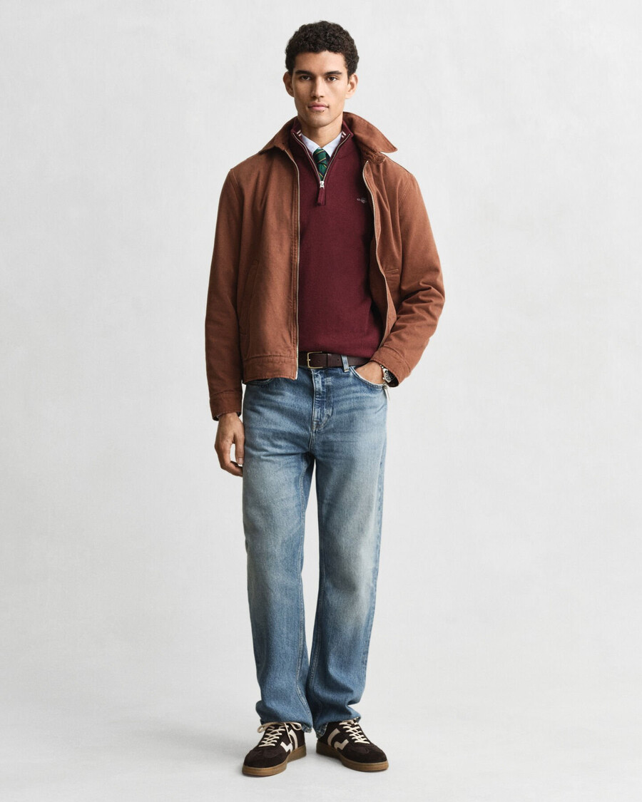 superfine lambswool halfzip sweater - bordeaux melange