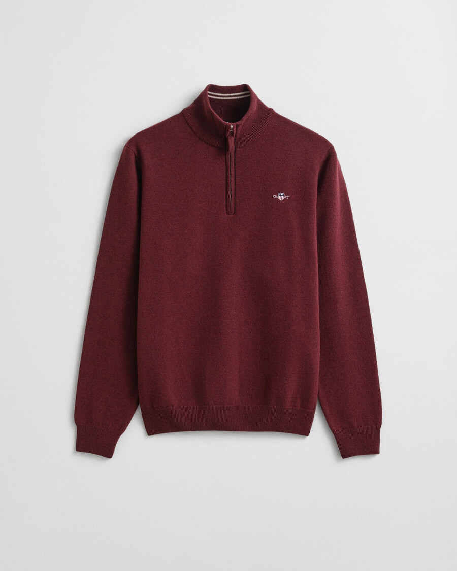 superfine lambswool halfzip sweater - bordeaux melange
