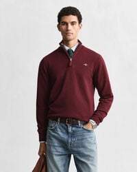 superfine lambswool halfzip sweater - bordeaux melange