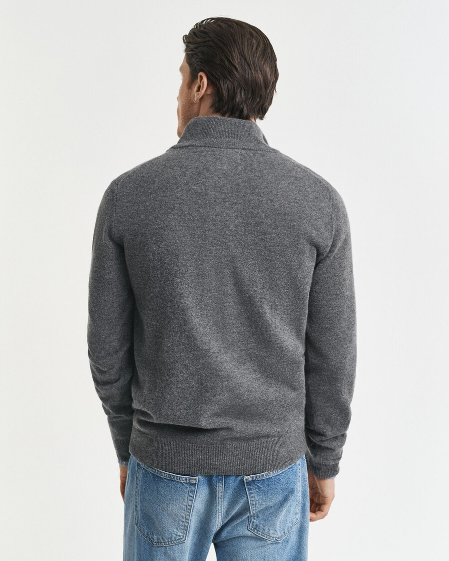 superfine lambswool halfzip sweater - charcoal melange
