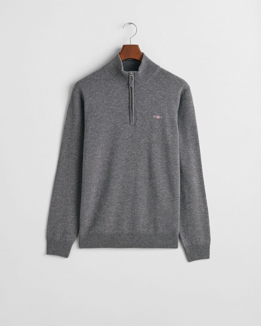 superfine lambswool halfzip sweater - charcoal melange