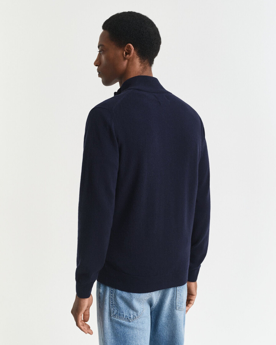 superfine lambswool zip cardigan - marine