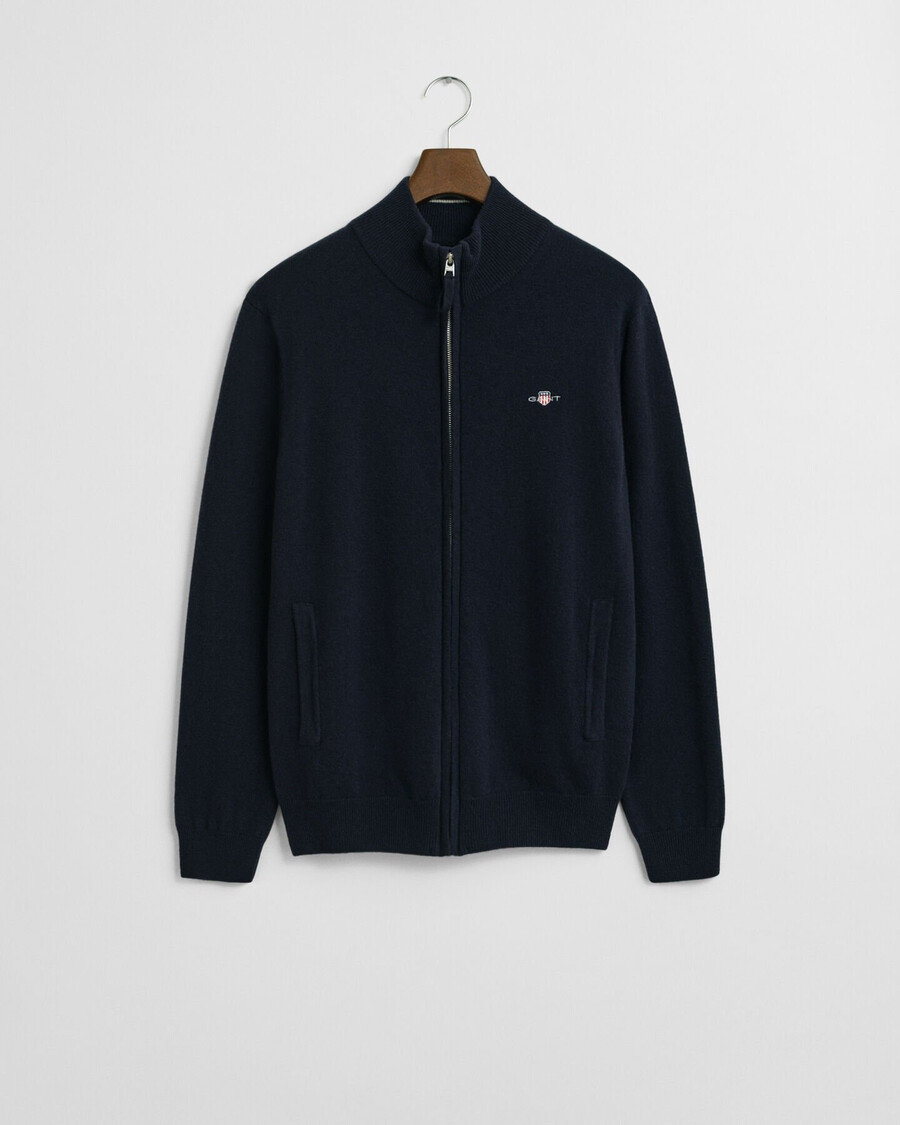 superfine lambswool zip cardigan - marine