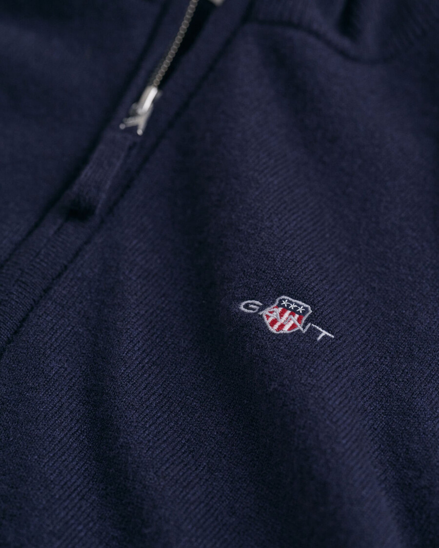 superfine lambswool zip cardigan - marine