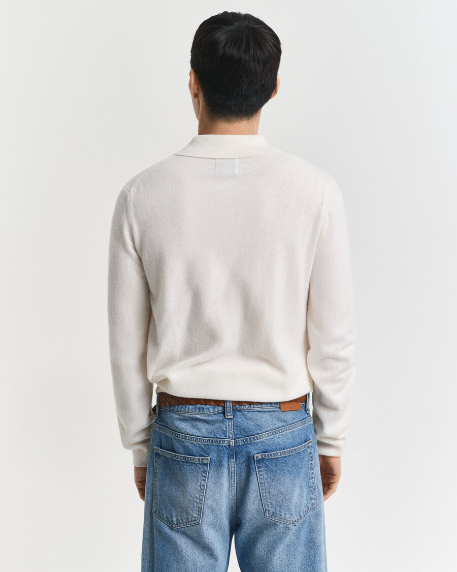 superfine lambswool polo sweater - cream
