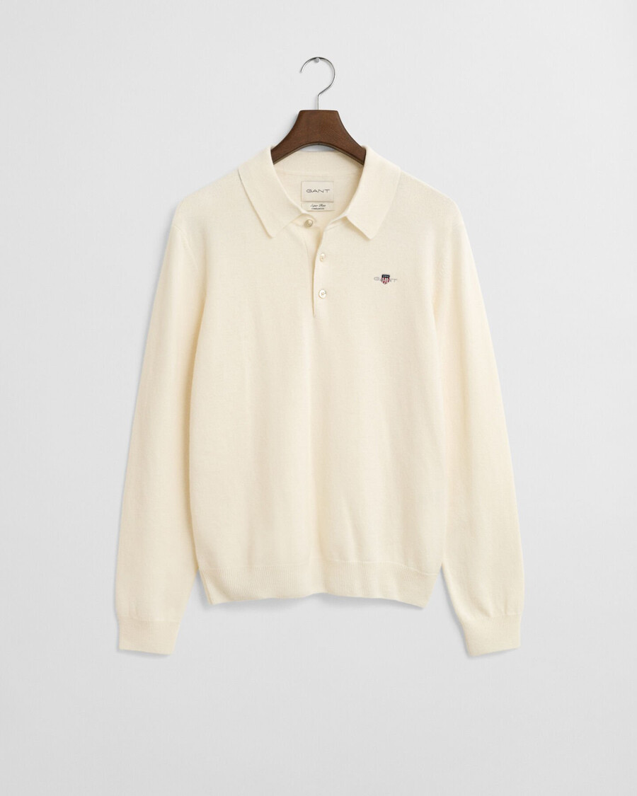 superfine lambswool polo sweater - cream