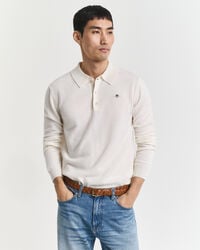 superfine lambswool polo sweater - cream