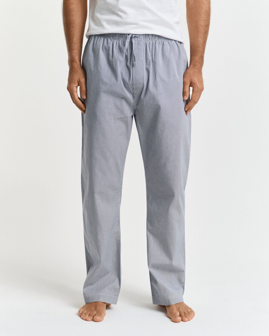 striped poplin pajama pants - persian blue