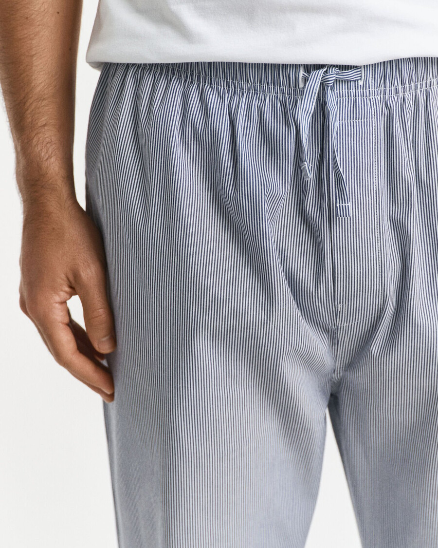 striped poplin pajama pants - persian blue