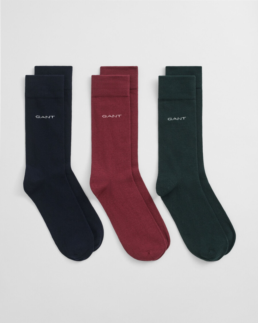 3pack soft cotton socks - tartan green