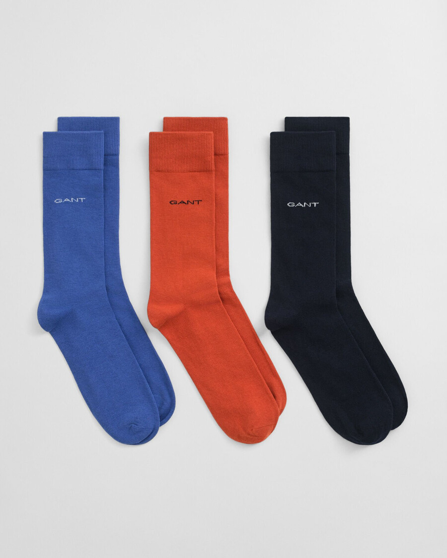 3pack soft cotton socks - rich blue