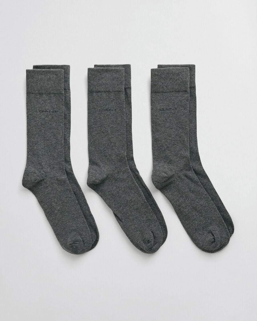 3pack soft cotton socks - charcoal melange