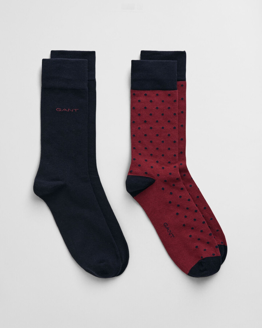 2pack dot solid socks - plumped red