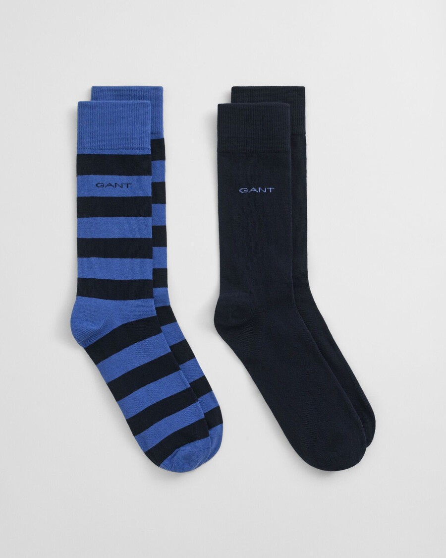 2pack barstriped solid socks - rich blue