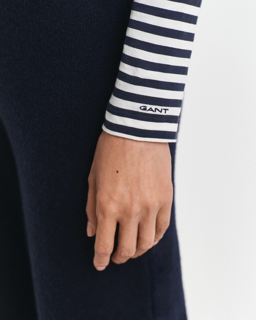lightweight striped cotton turtleneck top - evening blue