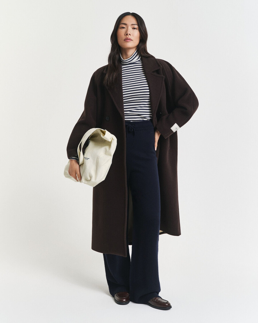 lightweight striped cotton turtleneck top - evening blue