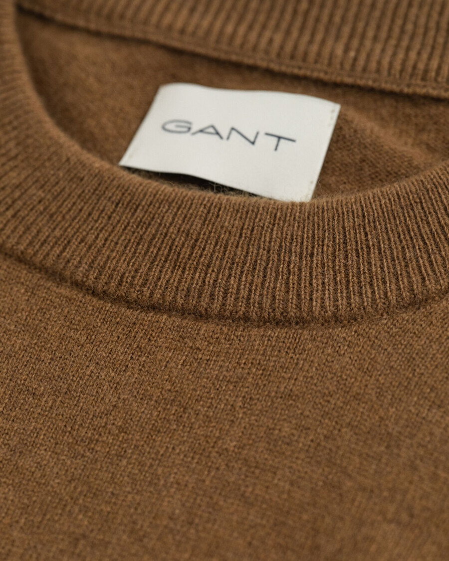 superfine lambswool crew neck sweater - warm khaki