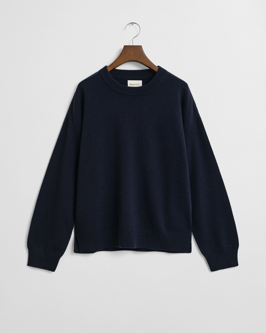 superfine lambswool crew neck sweater - evening blue