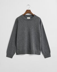 superfine lambswool crew neck sweater - charcoal melange