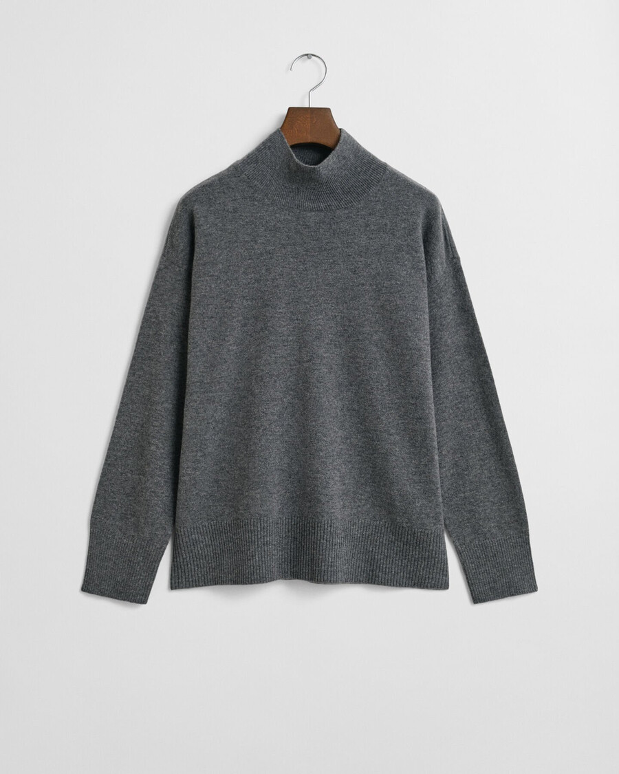 superfine lambswool turtleneck sweater - charcoal melange