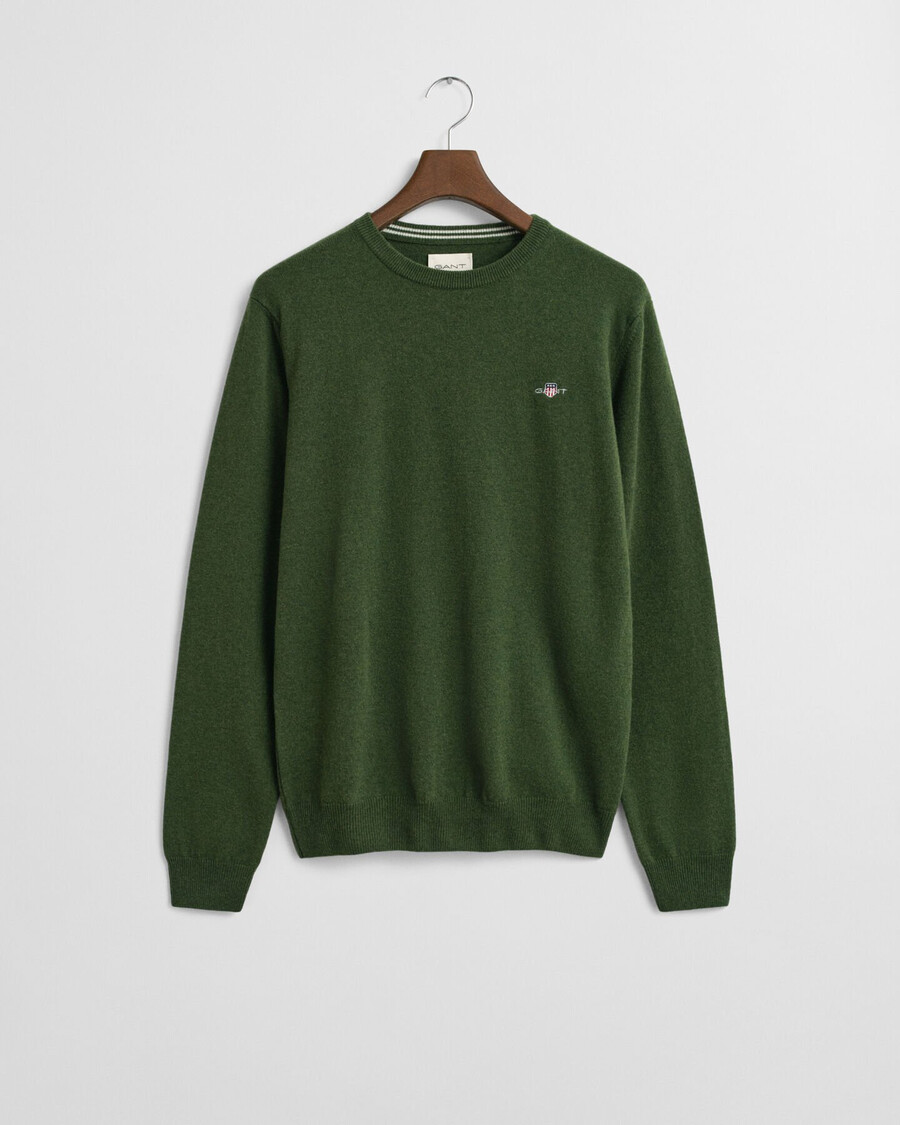 superfine lambswool crew neck sweater - moss green