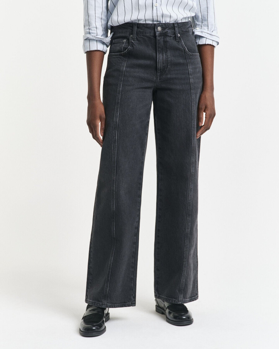 relaxed fit straight seam jeans - black broken in