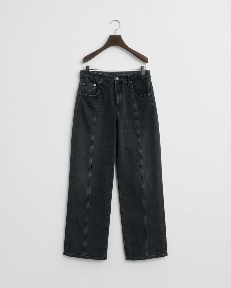 relaxed fit straight seam jeans - black broken in