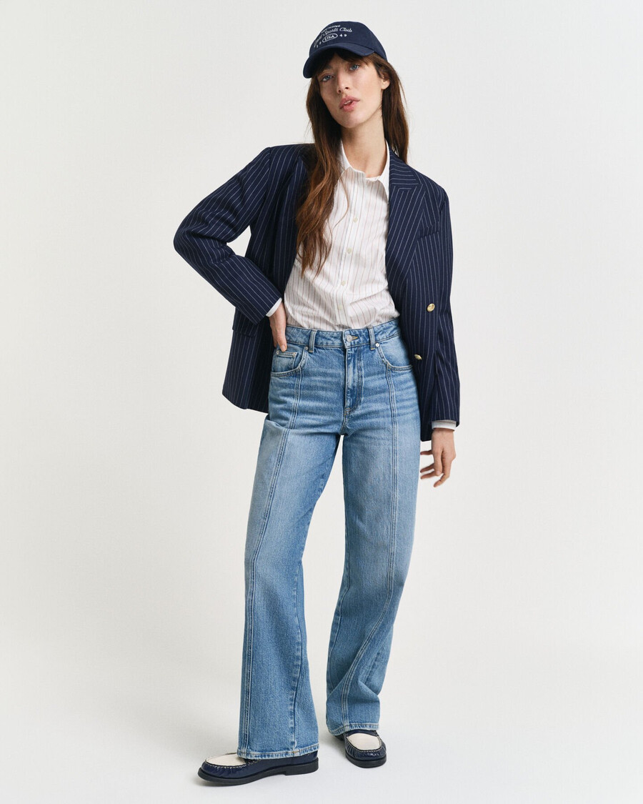 relaxed fit straight seam jeans - mid blue archive