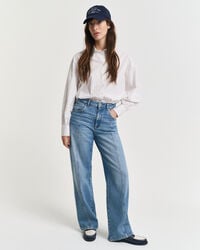 relaxed fit straight seam jeans - mid blue archive