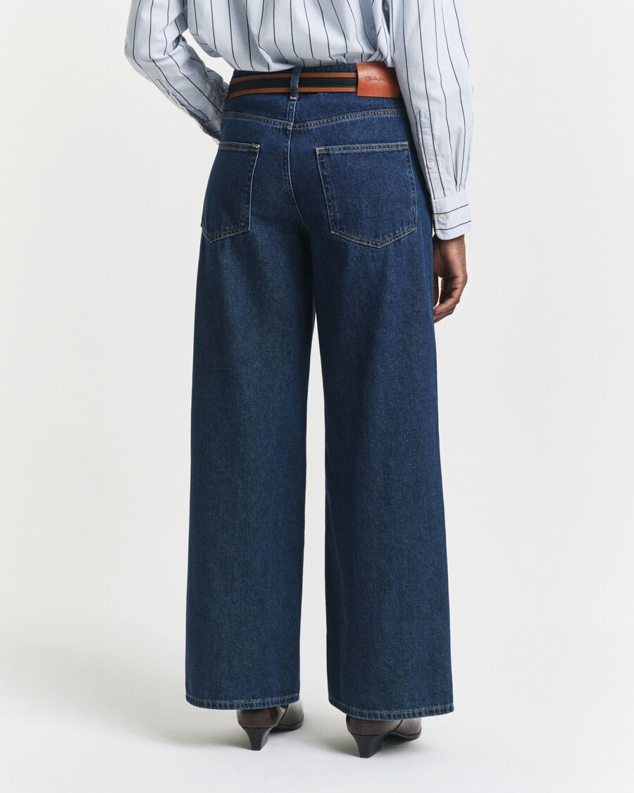 lowrise wide leg jeans - dark blue worn in