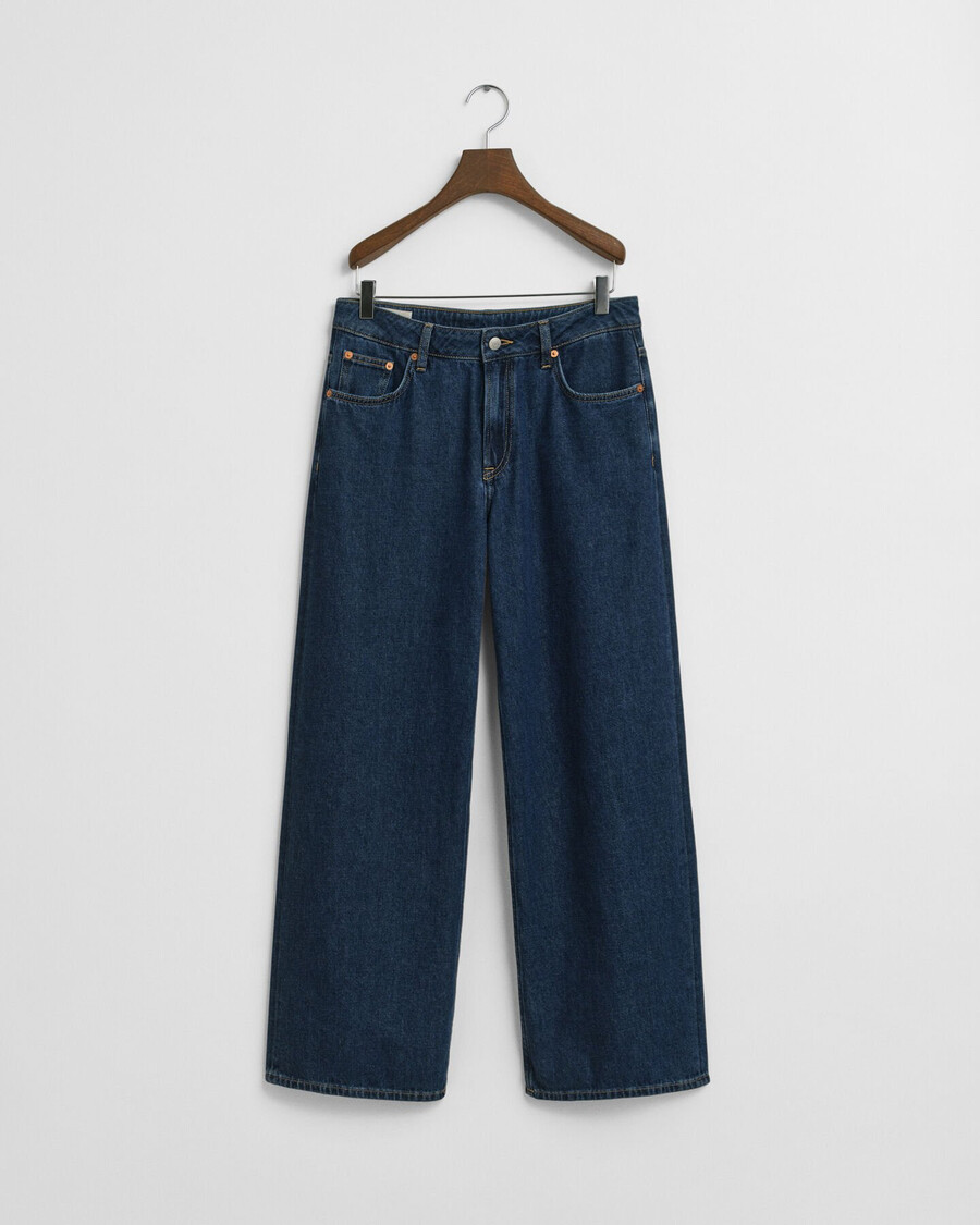 lowrise wide leg jeans - dark blue worn in