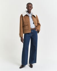lowrise wide leg jeans - dark blue worn in