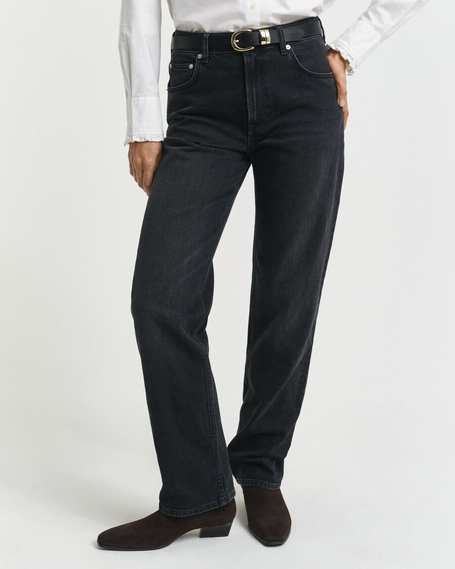 straight leg stretch jeans - black broken in