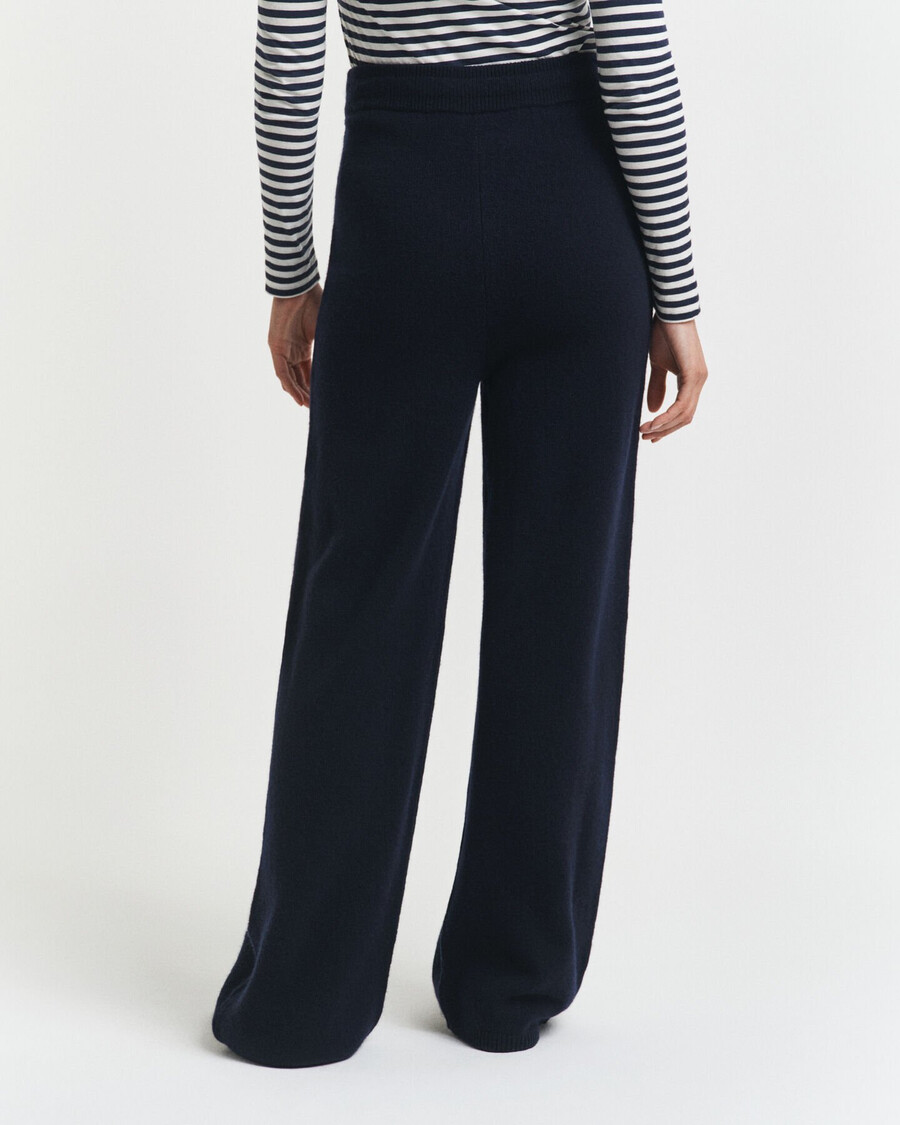knitted wool pants - evening blue
