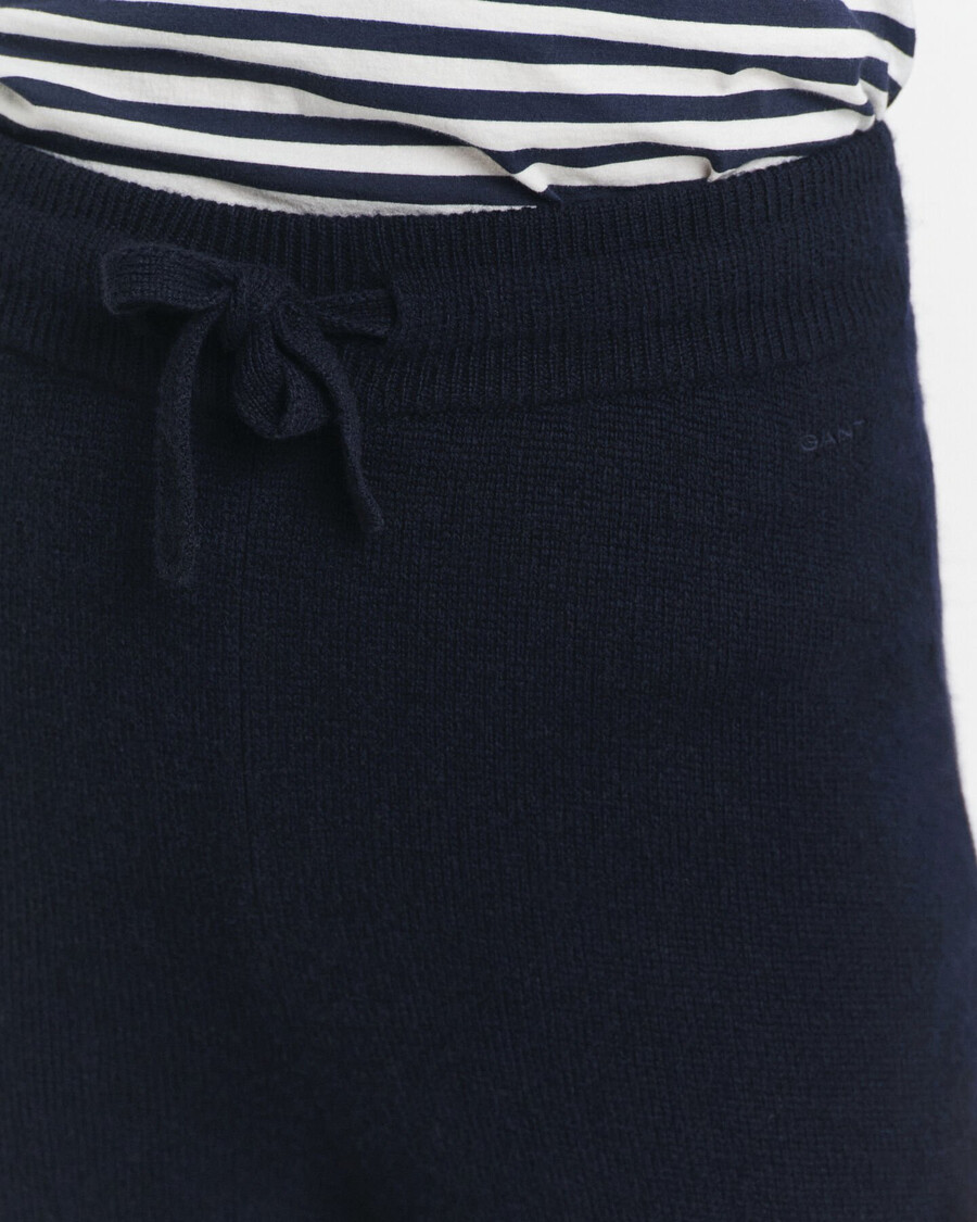 knitted wool pants - evening blue