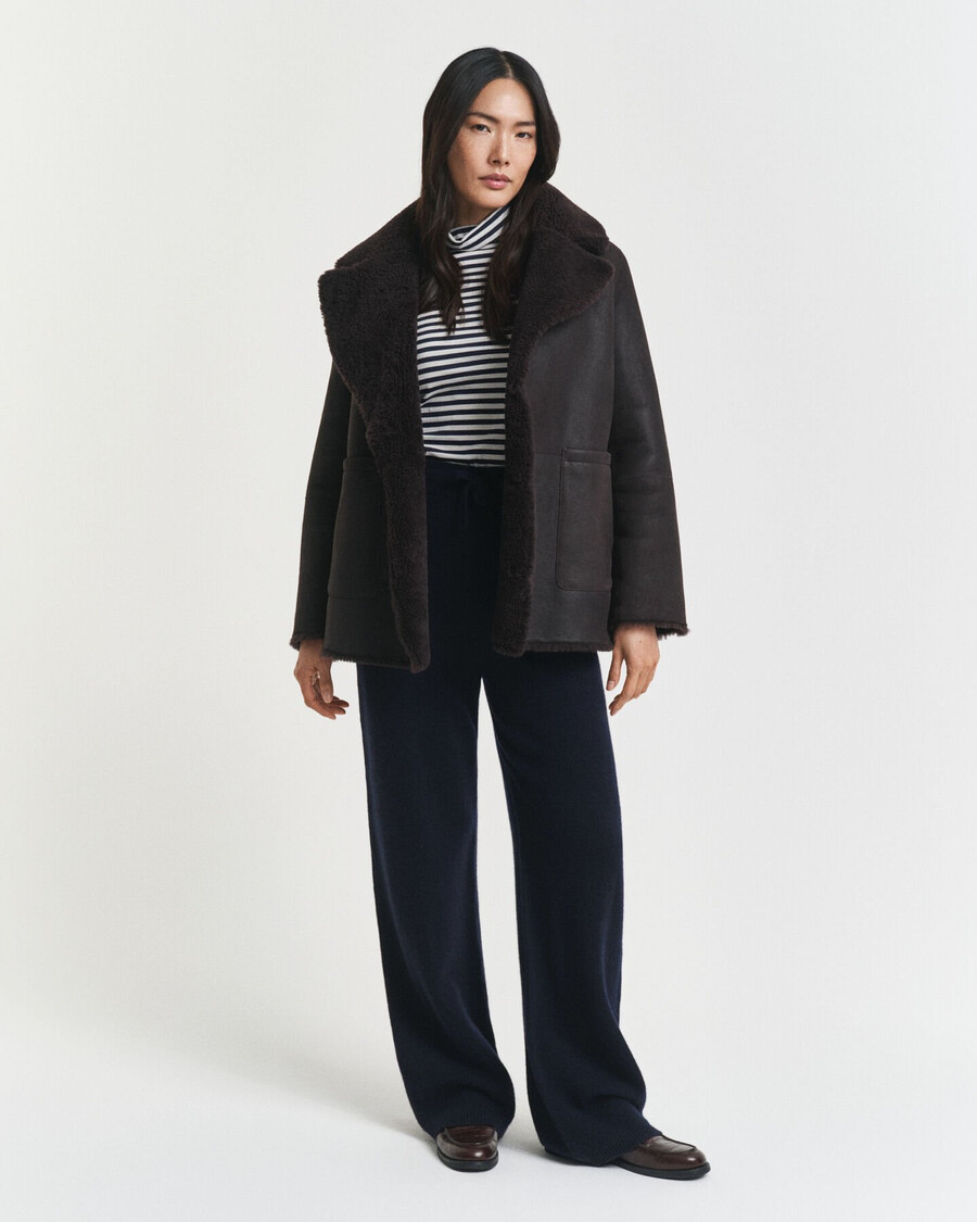 knitted wool pants - evening blue