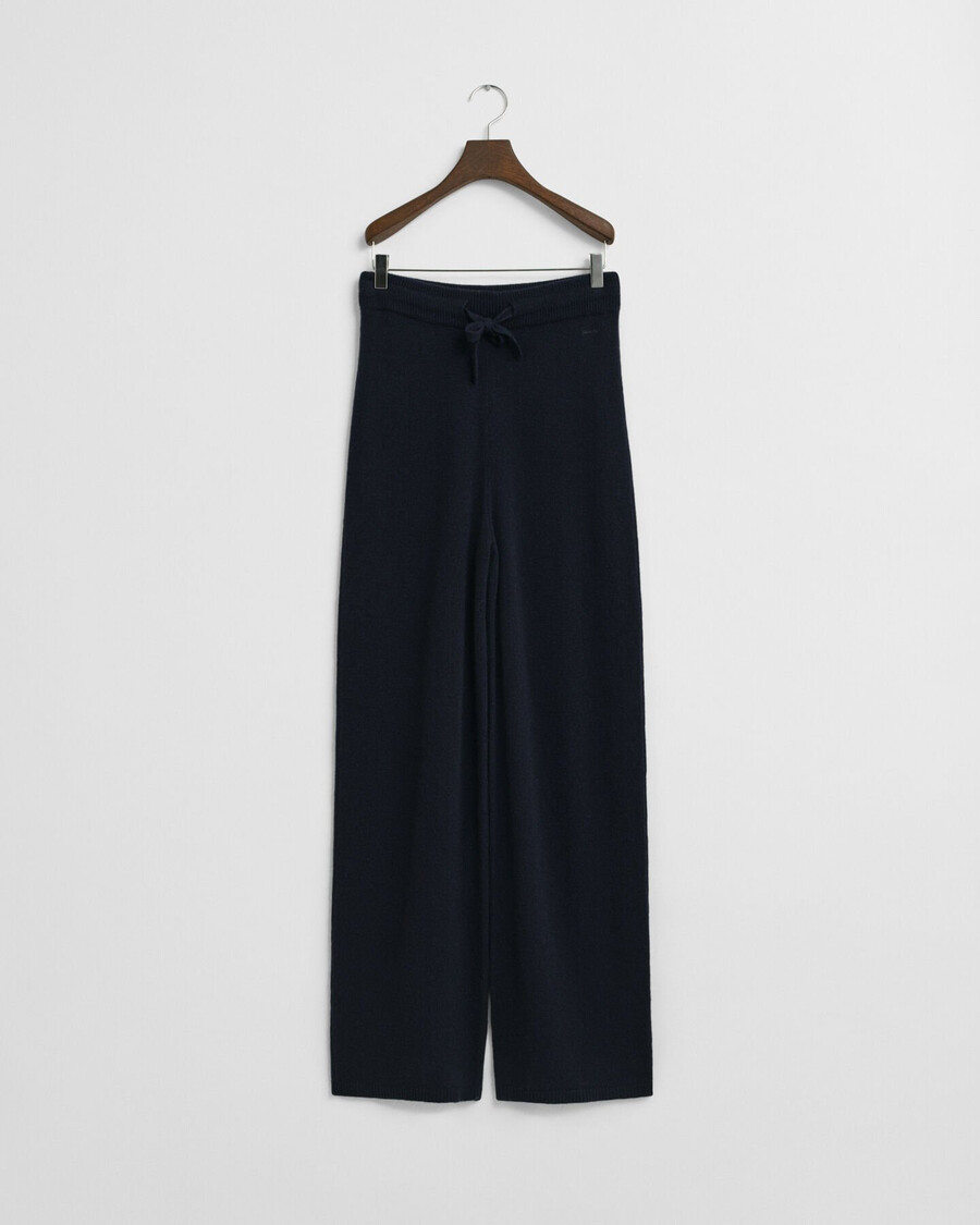 knitted wool pants - evening blue