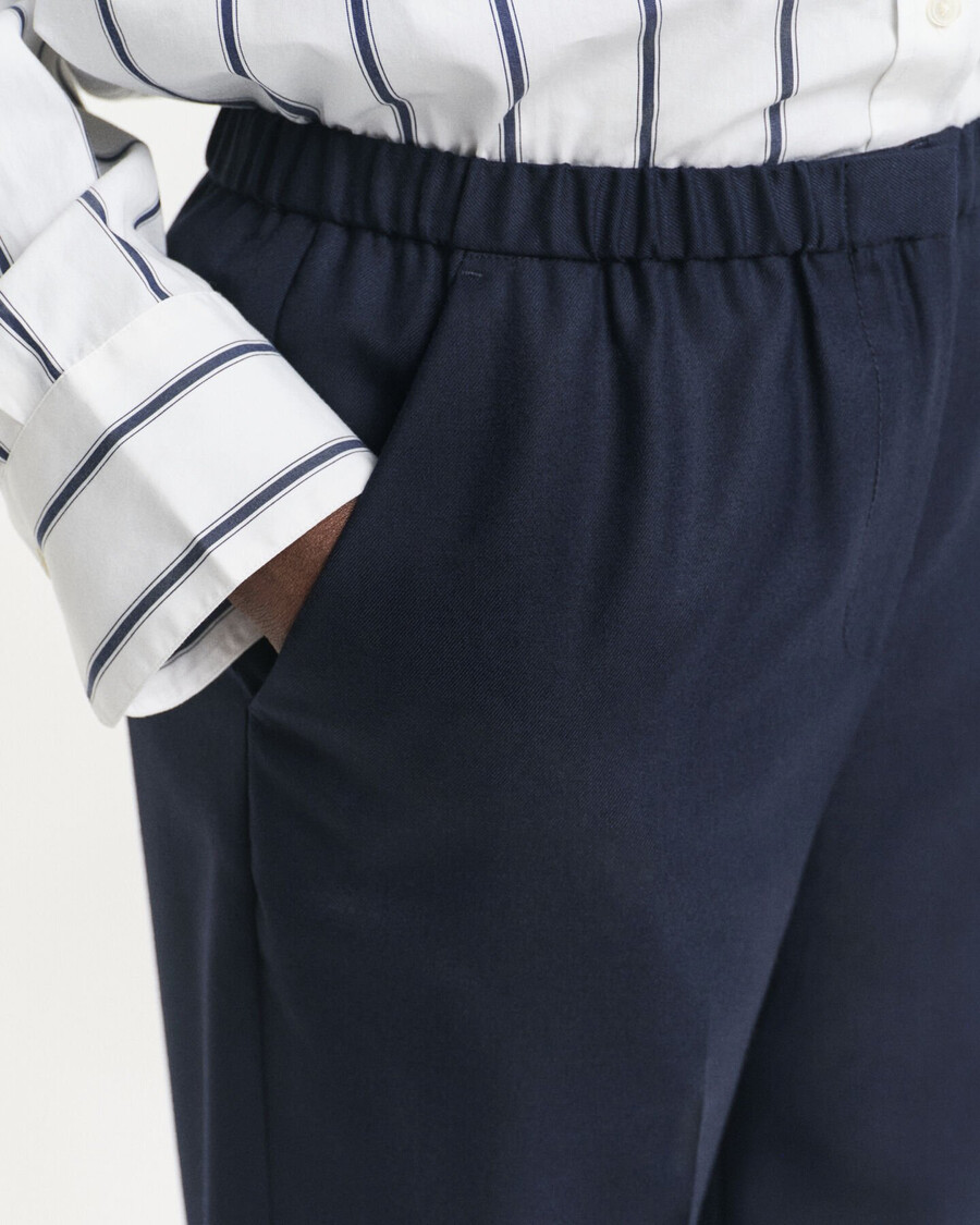 wool blend pullon pants - evening blue