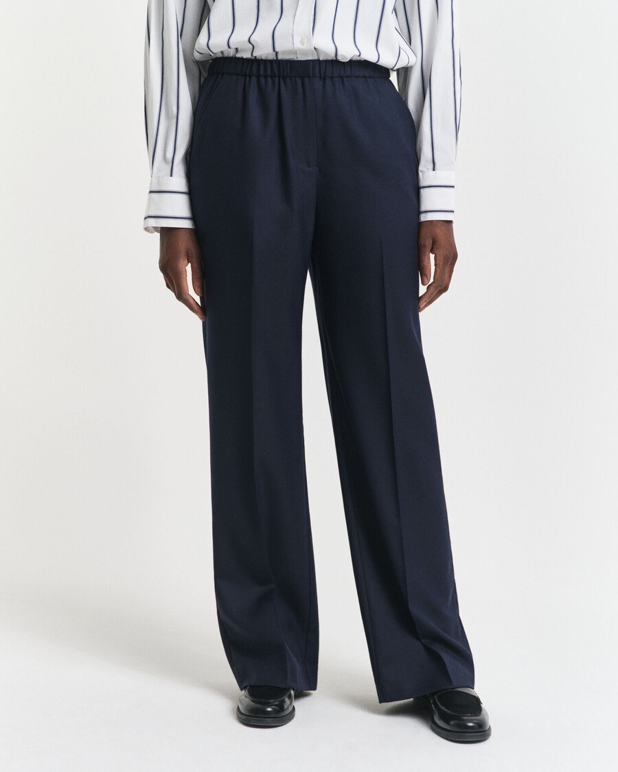 wool blend pullon pants - evening blue
