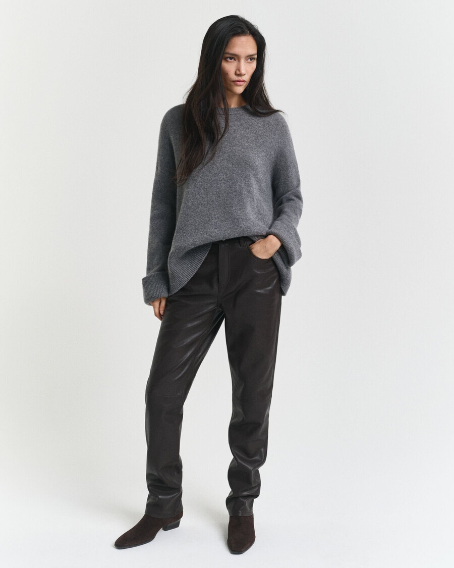 5pocket leather pants - deep brown