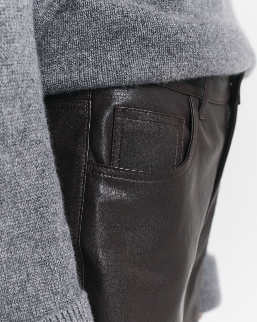 5pocket leather pants - deep brown