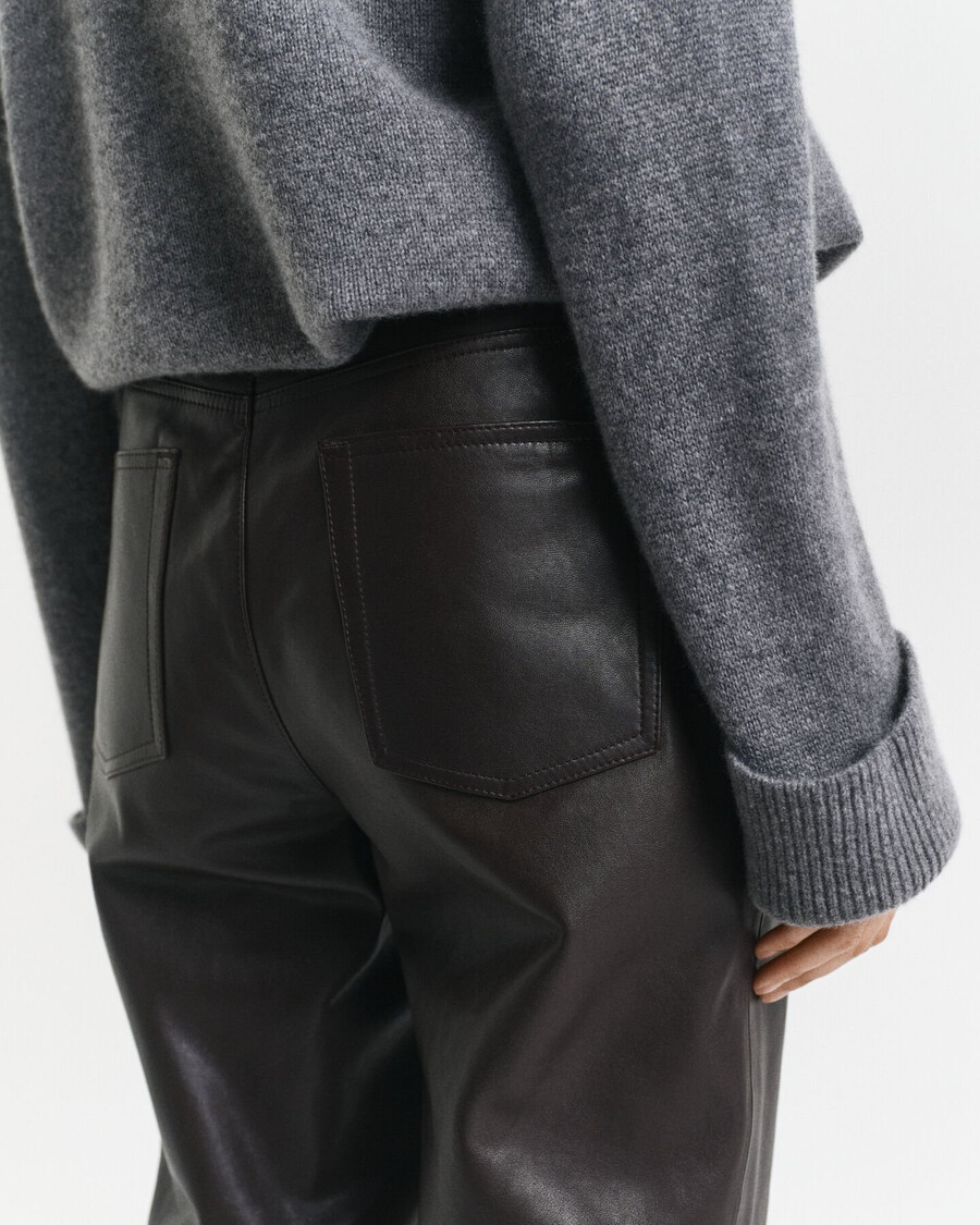5pocket leather pants - deep brown