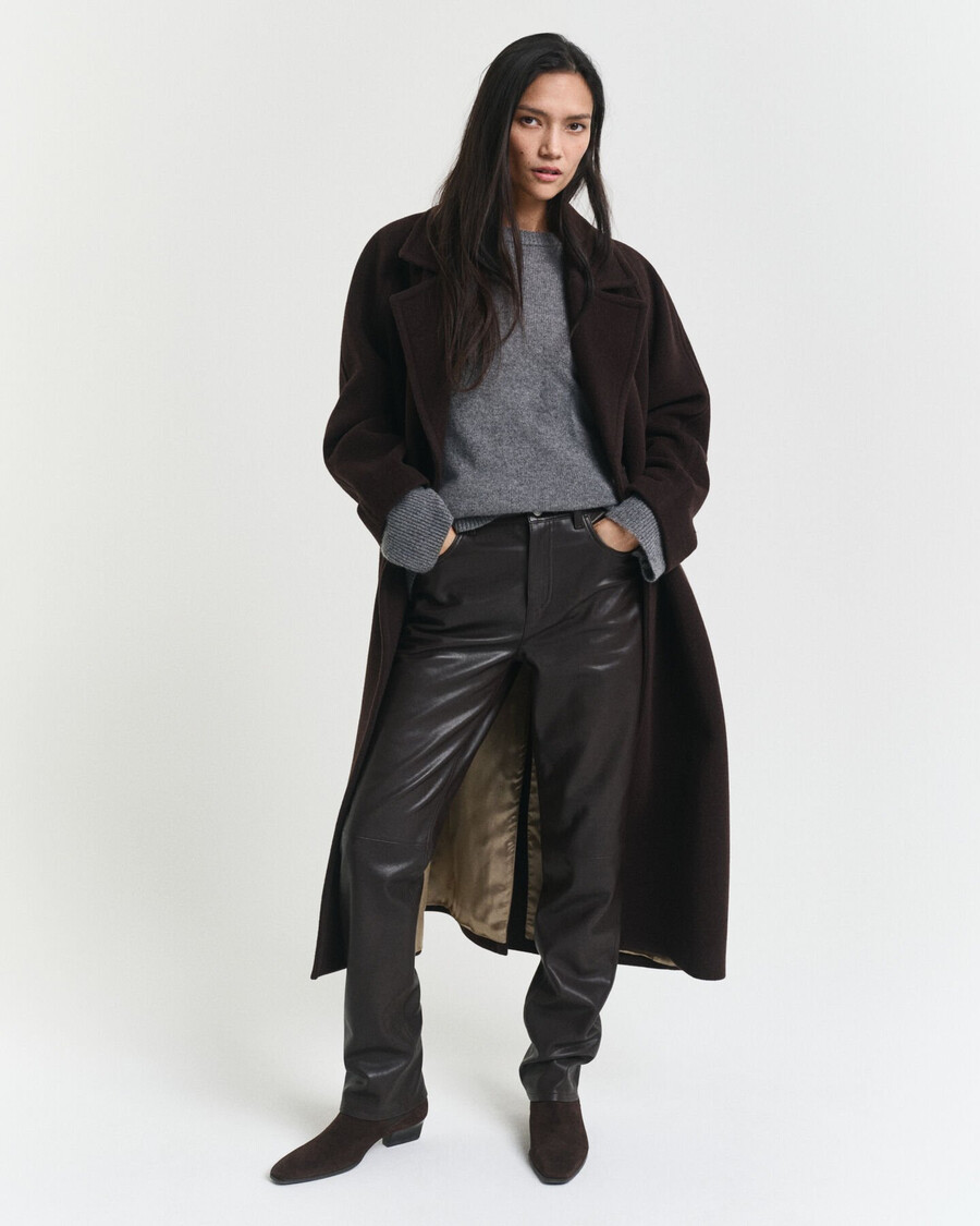 5pocket leather pants - deep brown