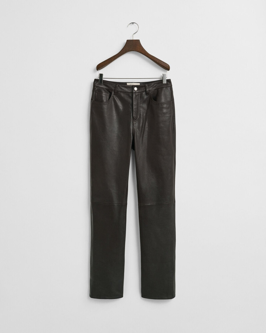 5pocket leather pants - deep brown