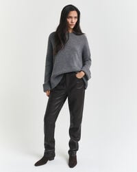 5pocket leather pants - deep brown