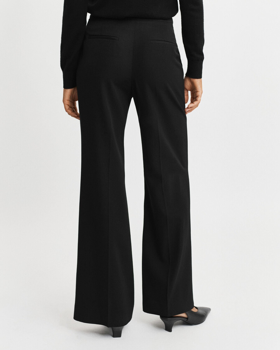 wool blend flared tuxedo pants - black
